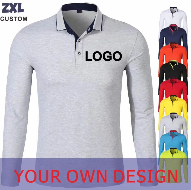 Long Sleeve Polo Shirt 2023 New Casual Long Sleeve Top Personal Company Custom Embroidery Men and Women Polo Shirt Long  Sleeve - Matrix-studios.com