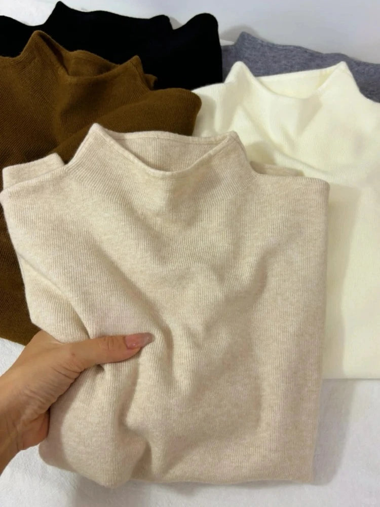 Women's Casual Vintage Knitted Long Sleeve Pullovers 2026 Autumn Winter Fashion Turtleneck Ladies Solid Sweater Woman clothing - Matrix-studios.com