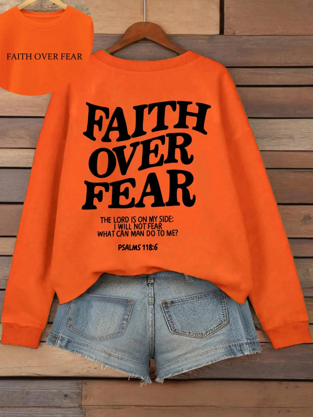 Casual Women's Hoodies Faith Over Fear Letter Printing Sweatshirts Fleece Warm Comfortable Pocket Pullovers Autumn Streetwear - Matrix Studios