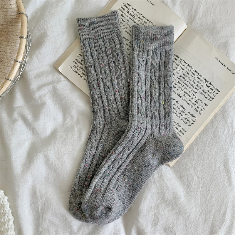 Women's Socks Winter New Novelty Fashion Japanese Style Casual Crew Socks Warm Striped Autumn Simple Wool Socks For Girls Trendy - Matrix Studios