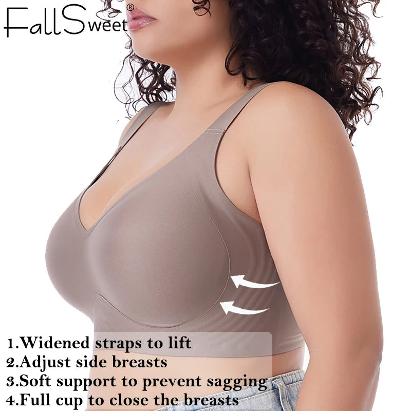 FallSweet Push UP Bra for Women Seamless Plus Size Bras Thin Cup Wireless Bralette Sexy Brassiere Femme M-6XL - Matrix Studios