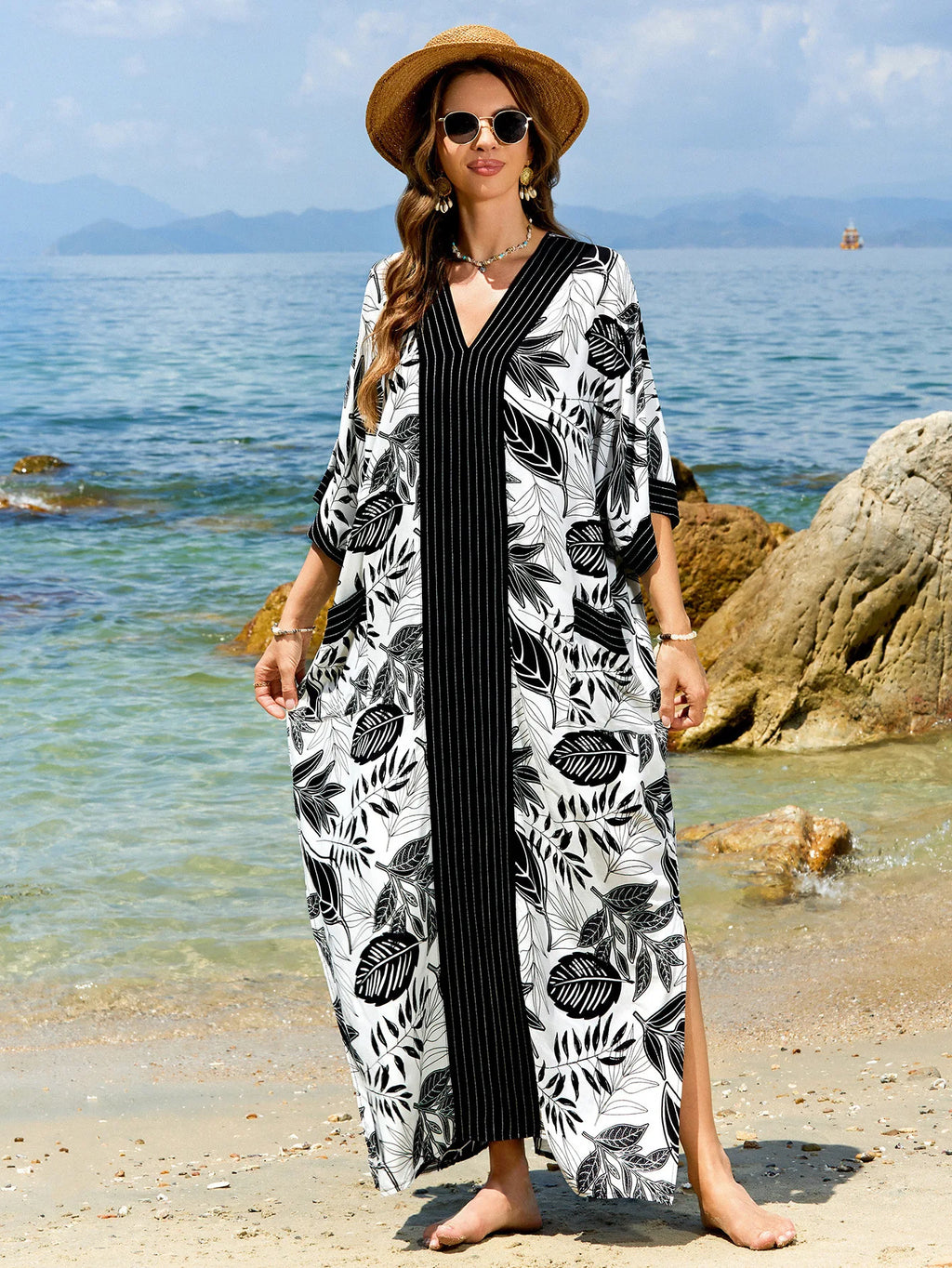 Women Swimsuit Crochet Beach Cover Up Dress Sleeve Kaftan Beach Tunic Long Pareos Bikinis Cover Ups Summer Robe Plage Beachwear - Matrix Studios