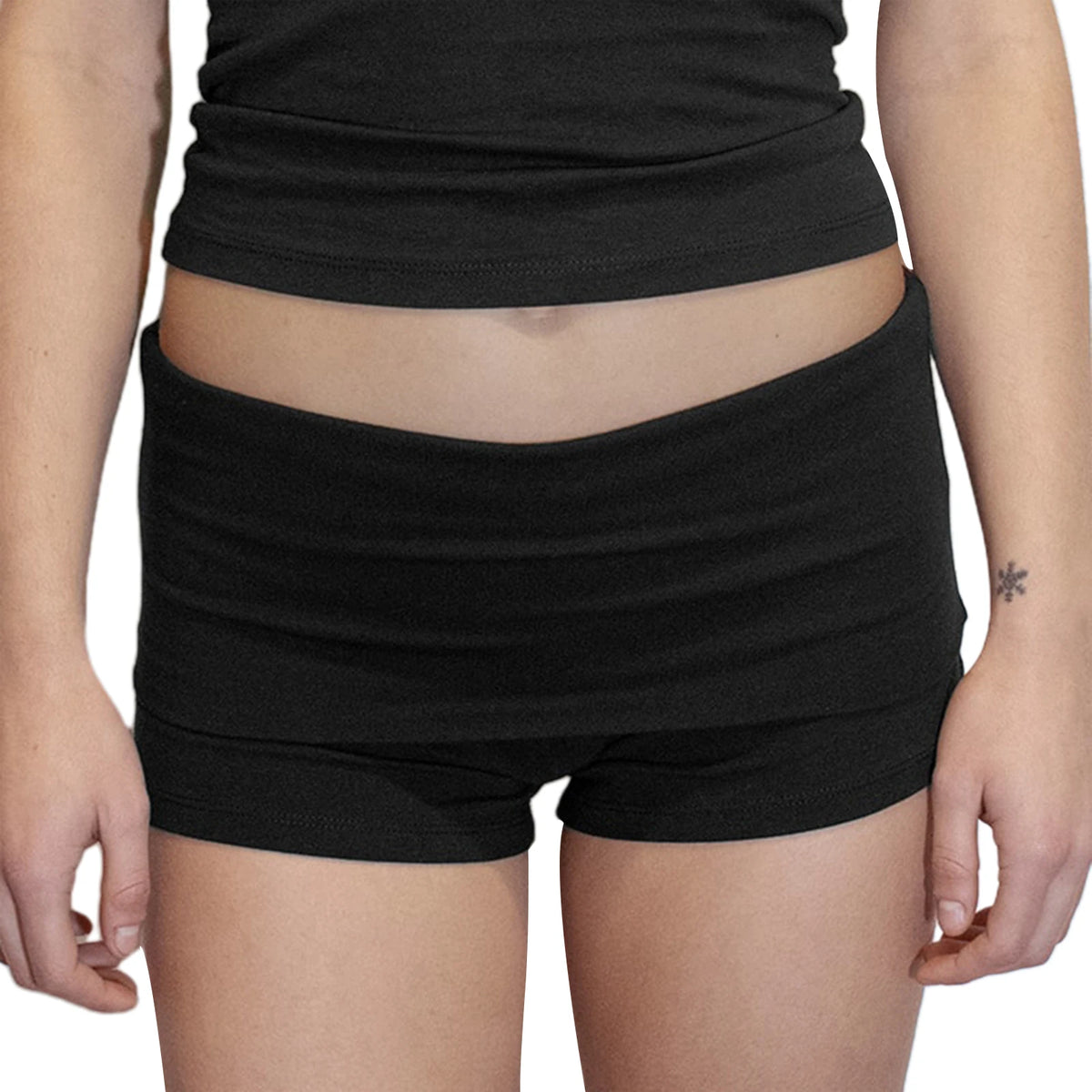 Summer Slim Yoga Shorts Women Casual Solid Color Fold Over Low Waist Lounge Shorts - Matrix Studios