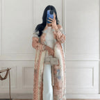 Fold Elegant Vintage Print Open Front  Miyake Abaya, Lightweight Flowy Loose Fit Women's Modest Fashion Long Kimono Cardigan - Matrix-studios.com