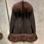 Sheep Collar Coats Women Winter Luxury Mongolian Fur Leather Jackets with Long Sleeve 7251 - Matrix Studios