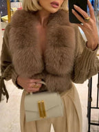 2024 Winter New Fashion Knitting Cardigan Placket Coat Women Casual Real Fox Fur Coat Short Warm Knitted Jacket with Natural Fur - Matrix Studios