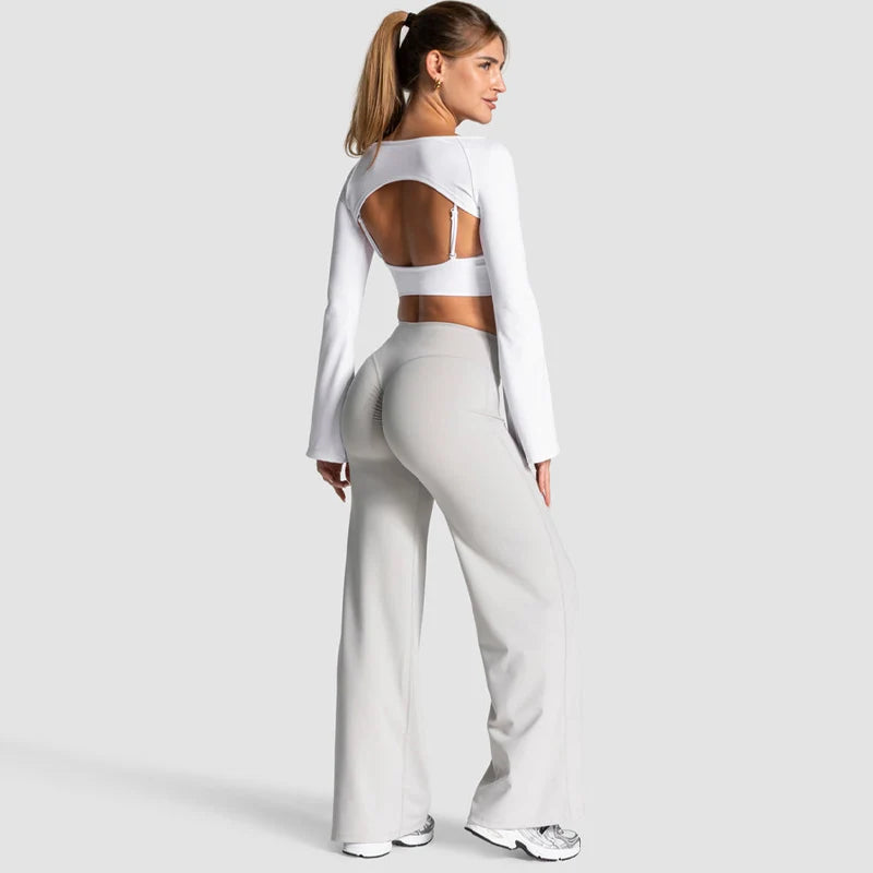 Charming Pro Scrunch Straight Leg Pants Butt Lifting Sculpting Wide Leg Leggings Gym Yoga Jogging Push Up Women Baggy Sweatpants - Matrix-studios.com