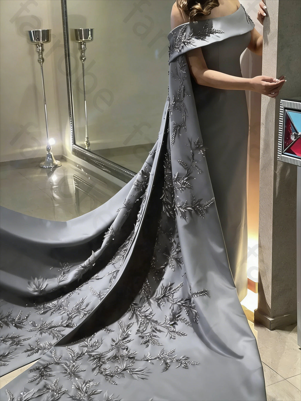 Customized Ankle Length Sheath Evening Party Gowns Women Beaded Applique Long Wrap Prom Dresses Zipper Back Vestidos Des - Matrix Studios