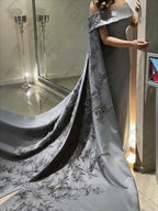 Customized Ankle Length Sheath Evening Party Gowns Women Beaded Applique Long Wrap Prom Dresses Zipper Back Vestidos Des - Matrix Studios