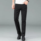 Men's Pure Black Slim Jeans Elastic Straight Pants Business Fashion Leisure Korean Vintage Skinny Small Feet Denim Pants Male - Matrix Studios