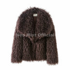 Neo Mint 2025 Winter Lulicore Fashion Brown Faux Fur Coat Women Chic Autumn Warm Fluffy Sheep Fur Jacket Big Fur Collar Overcoat - Matrix Studios