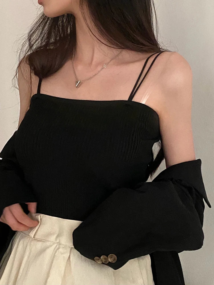 2025 Casual Women Halter Crop Tops Summer Sleeveless Camis Backless Strap Tank Top Slim Solid Short Female Tube Cropped Vest - Matrix-studios.com