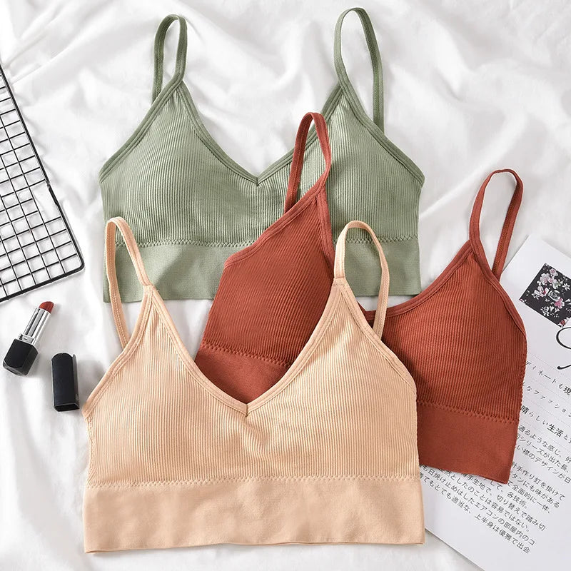 Kit 4 Women Seamless Bra Set, Sexy Beautiful Back Cotton Bra Comfortable Breathable Padded Bra Underwear - Matrix Studios