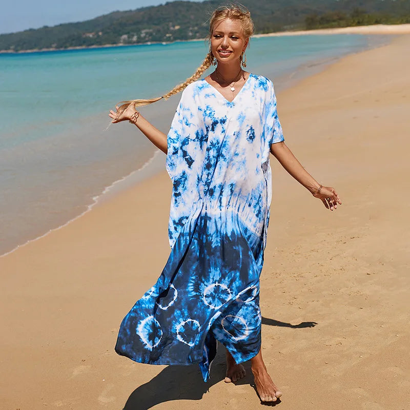 Plus Size Swimsuit Kaftans Beach Cover Ups Colorful Outfits Dress Bathing Suit for Women Vacation Outfits - Matrix Studios