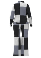 Two Piece Set Women Outfit 2023 Autumn Fashion Geometric Print Stand Collar Long Sleeve Zip Up Top & Casual Sporty Pants Set - Matrix-studios.com