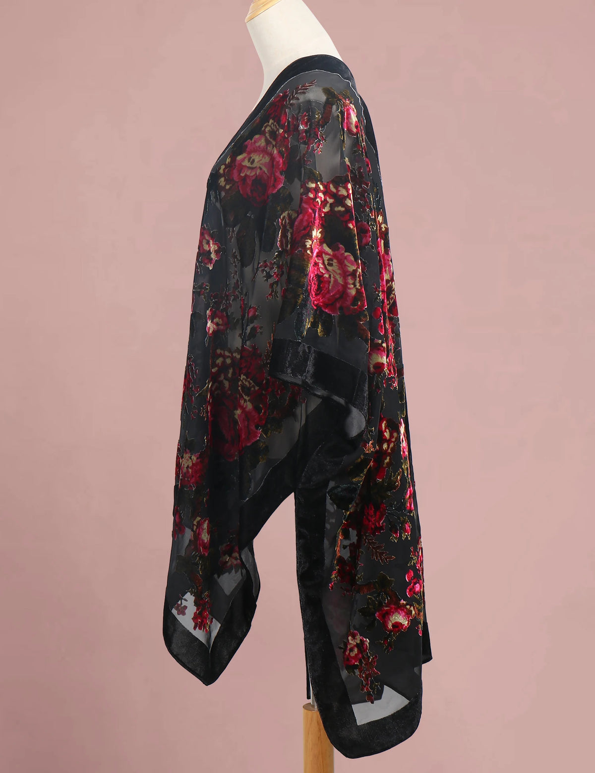 WeHello Bohemian Women's Burnout Velvet Kimono Long Cardigan With Beach Coverup Luxury Holiday Cardigan Shawl Tassel Chiffon - Matrix Studios