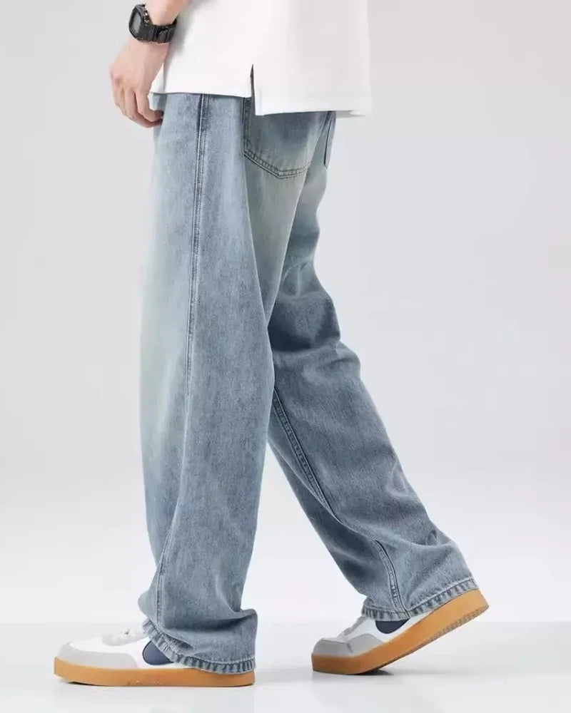 Men's Denim Pants Vintage Washing Wide Leg Loose Jeans Casual Straight American Style  Street Men Trousers Four Seasons New 2026 - Matrix Studios