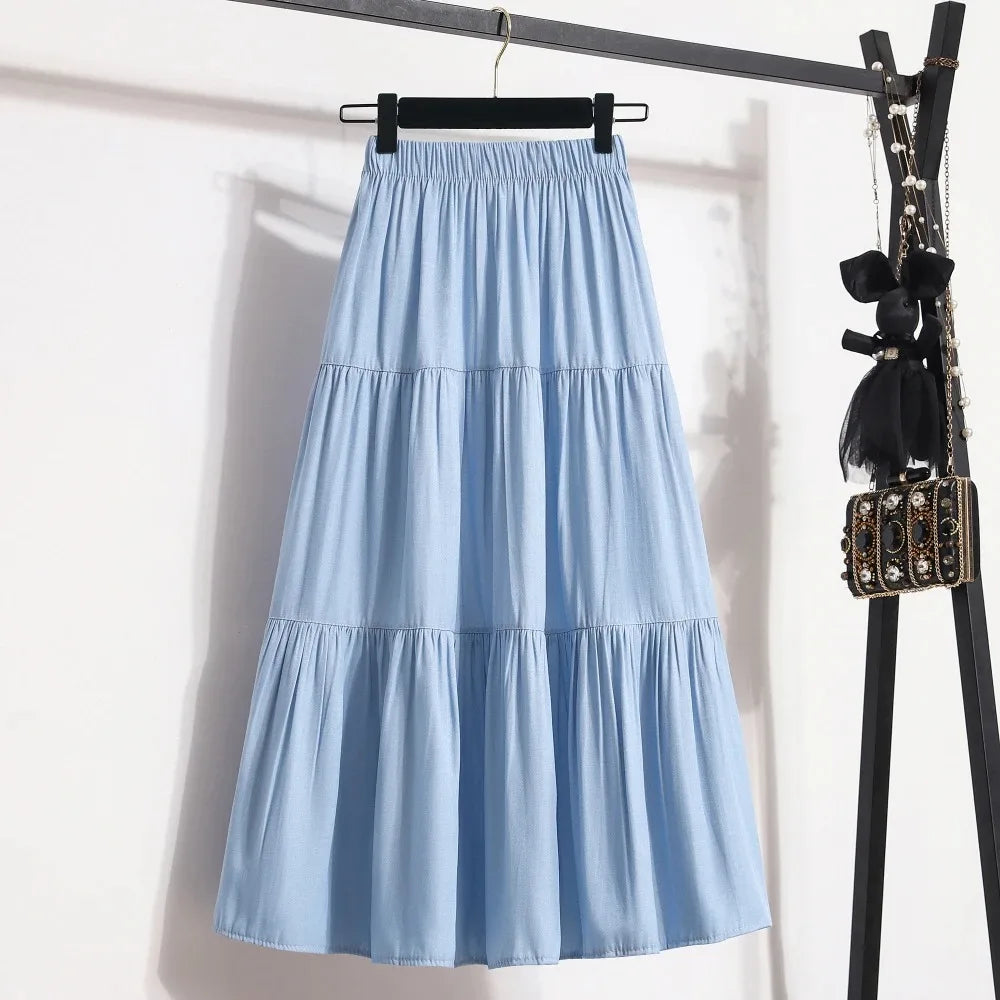 Women's summer fashion temperament tide with high waist skirt loose and thin a line version skirt pleated skirt - Matrix-studios.com