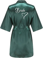 Women Silk Satin Short Night Printing Robe Kimono Robe Fashion Bath Robe Sexy Bathrobe Femme Wedding Bride Bridesmaid M024
