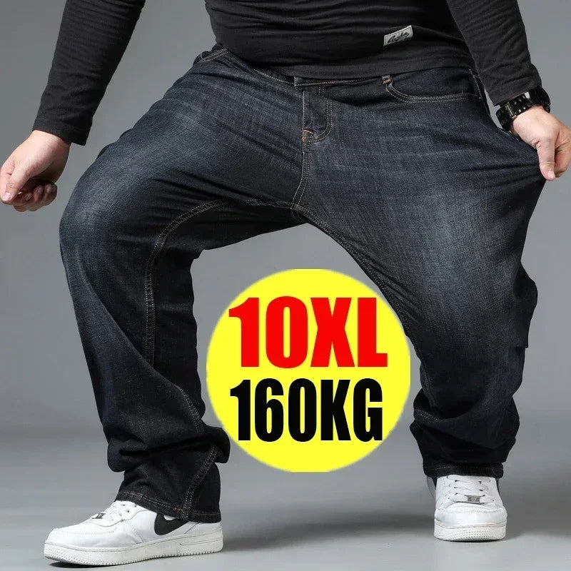 Mens Large Size Black Jeans 10XL Oversize High Waist Loose Trousers Husband Plus Size Loose Denim Trousers Blue Male Denim Pants - Matrix Studios