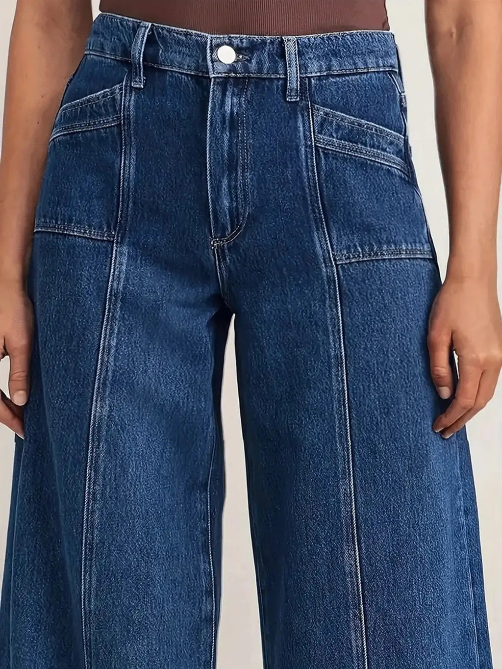 "Women’s Deep Blue Wide Leg Jeans - Stylish Denim Trousers for Comfort and Versatility - Matrix-studios.com