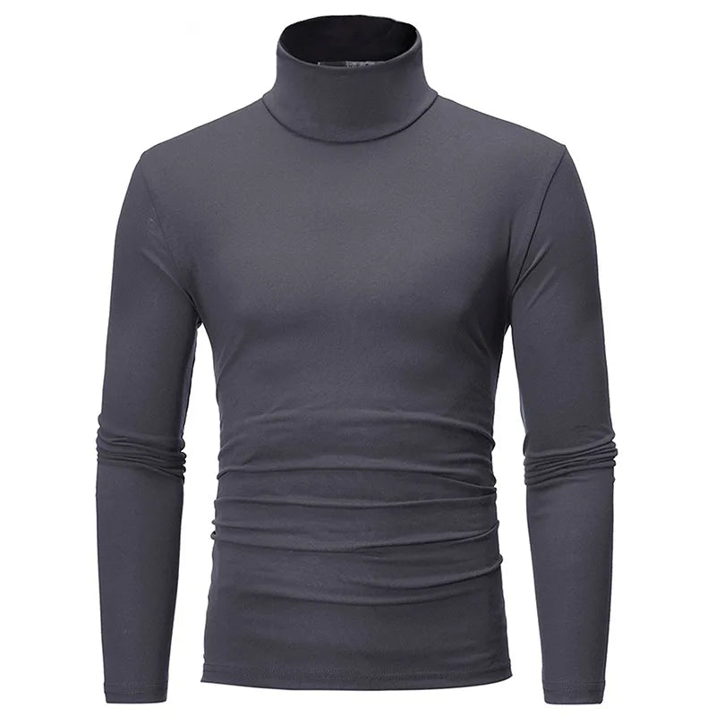 Autumn  Winter Men's High Neck T-shirt Slim Fit Fashion High Elastic Long Sleeve Casual Breathable Apparel Pullover - Matrix Studios