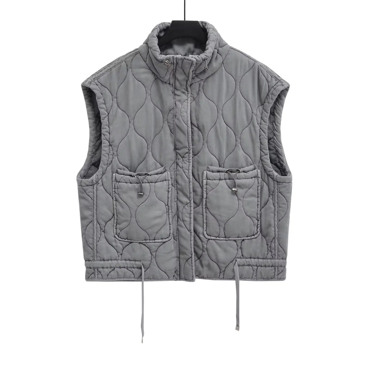 Autumn Winter Women Standing Collar Light Weight Sleeveless Cotton Coat Vest Women Pocket Decoration Tank Top - Matrix Studios