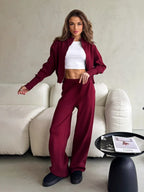 Bornladies Women's New Knit Zip Up Cardigan Wide Leg Pants Set Soft Fabric Cropped Elastic Waist Autumn Winter Fashion Sweater - Matrix-studios.com