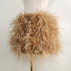 Real feather mini skirt, elastic waist sexy clothing, club, party dance party carnival short skirt can be customized in size - Matrix Studios