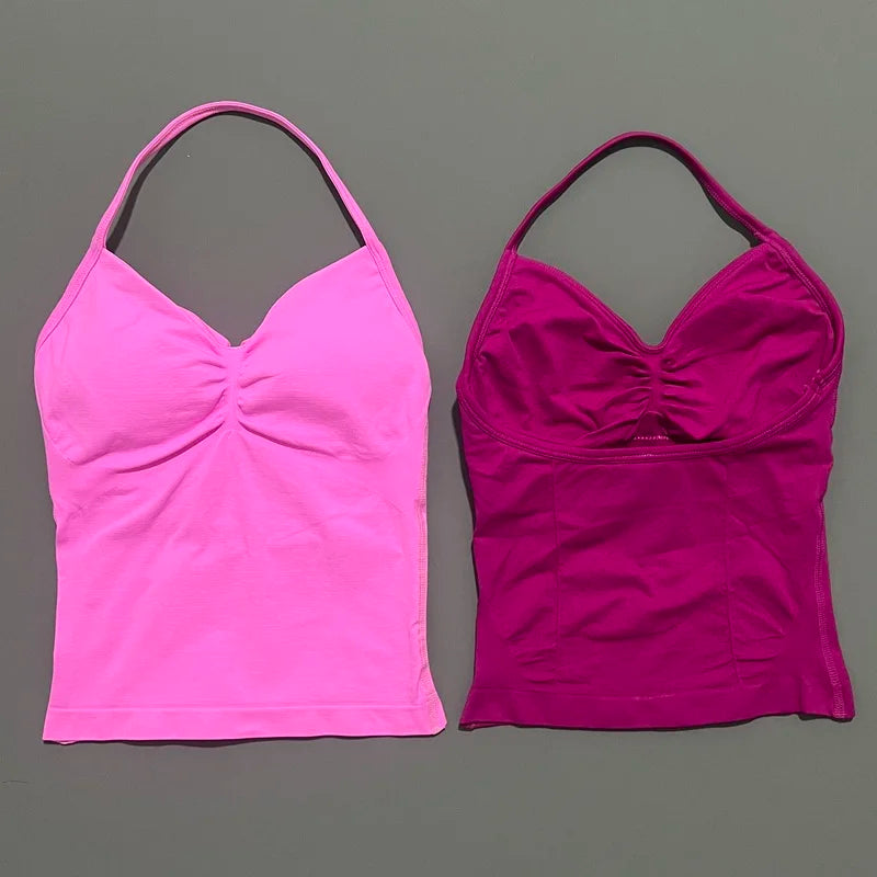 Women Solid Color Yoga Sports Tank Top Sleeveless Quick Dry Breathable Elastic Slim Fit Gym Workout Running Fitness Soft Skin - Matrix-studios.com