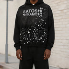 American High Street SATOSHI Hoodie Ink-sprayed Classic Retro Letter Print Washed Pullover Vintage Y2K Men Women Sweatshirts - Matrix-studios.com