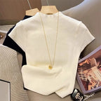 Basic Turtleneck Solid Thin Summer 2026 Pullover Women Female Knitted Sweater Slim Short Sleeve Bodycon Sweater - Matrix Studios
