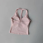 Women's Sexy V-Neck Fitness Bra Nude Sports Bra Hanging Neck Yoga Suit Vest Comfortable Breathable Gym Top for Active Wear - Matrix Studios