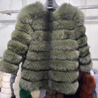 70CM 4in1 New Fast Shipping New Fashion Women Fashion Real Natural Fox Fur Long Coat Jacket for Winter Warm Over Coat - Matrix Studios