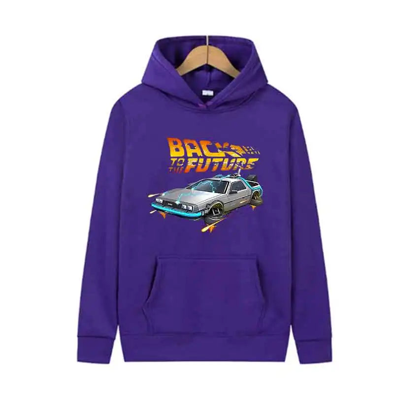 Back To The Future Retro DeLorean Car Print Hoodie Long Sleeve Tops Men Casual Streetwear Pullover Spring Autumn Unisex Clothing - Matrix Studios