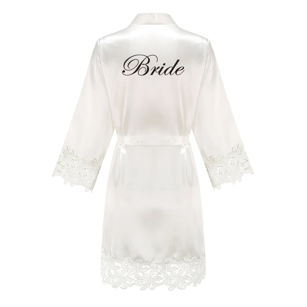 Bridesmaid Robes Rose Gold Bride Robe Wedding Bridesmaid Gift Satin Lace Robe Bridal Dressing Gown Bachelorette Party Pajamas - Matrix-studios.com