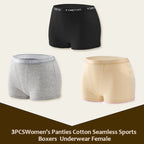3Pcs Women's Panties Cotton Seamless Sports Boxers Underwear Female Solid Color Briefs Lingerie Intimate Underpant Finetoo S-XXL - Matrix Studios