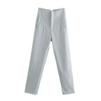 Willshela Women Fashion Straight Pants High Waist Front Zipper Trousers Vintage Full Length Female Chic Lady - Matrix-studios.com