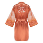 Caramel Wedding Bride Bridesmaid Robes Dressing Gown Sexy Women Bathrobe Night Shirts Short Women Kimono Mesh Sleeve - Matrix-studios.com