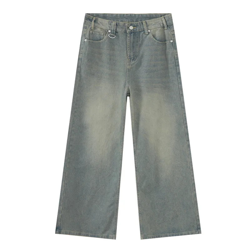 IEFB Vintage Camouflage Men's Jeans Fashion Washed Casual Wide Leg Denim Pants Autumn Winter Loose Male Trousers Old Blue 9C354 - Matrix Studios