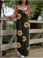 Women's Sleeveless Jumpsuit with Suspender Loose Casual Pocket Monochromatic Summer - Matrix Studios