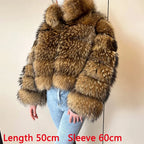 MAOMAOKONG Super Hot Winter Women Luxury Thick Real Raccoon Fur Coat Natural Fox Fur Jacket Plus Size Furry Jackets Female Vest - Matrix Studios