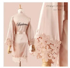Summer Lace Sleepwear Bride&Bridemaid Wedding Robe Gown Solid Embroidery Kimono Bathrobe Women Casual Home Night Dress M L Xl - Matrix-studios.com