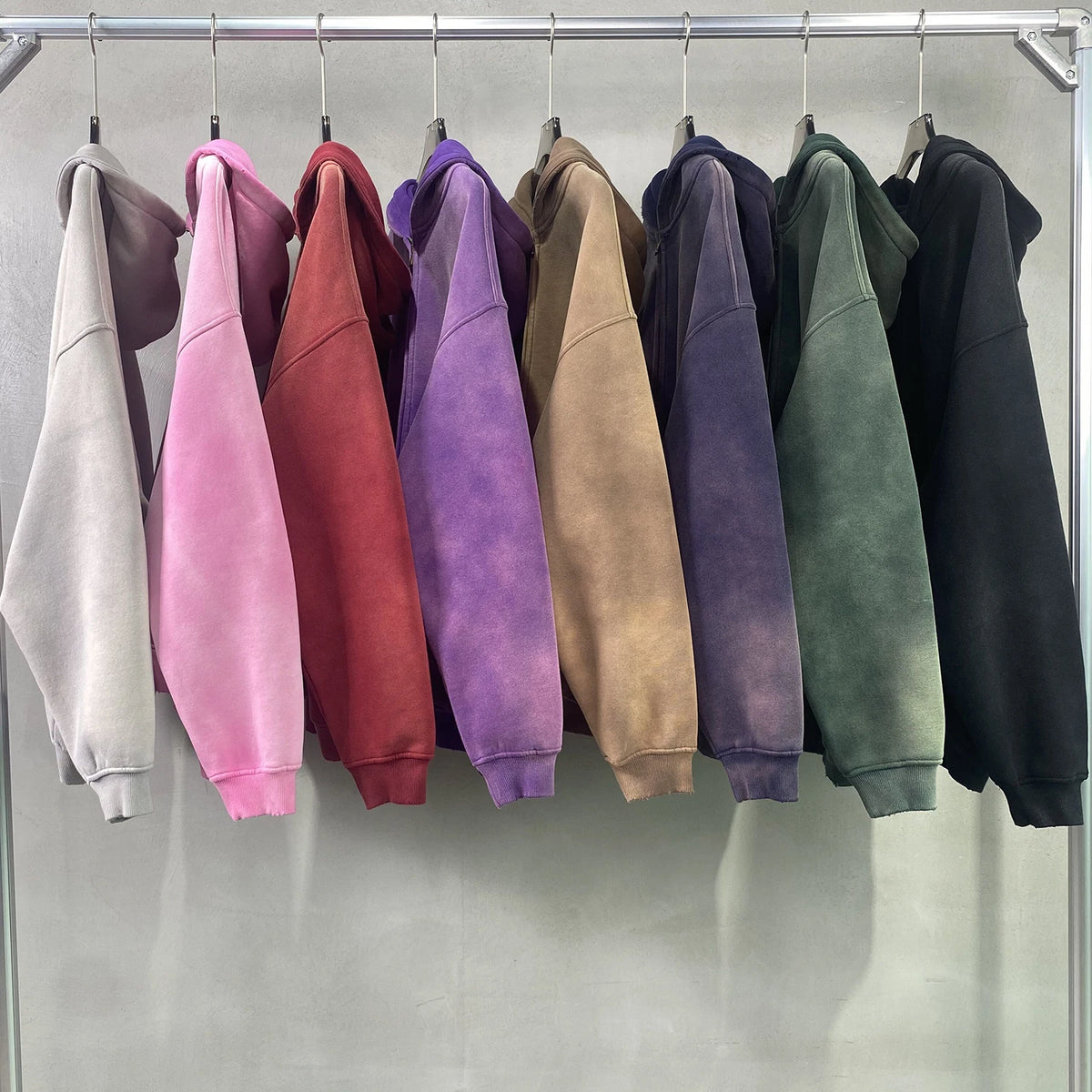 Men's Zip Up Hoodies Tie Dye Washed Double Oversize Cardigan Sweatshirt Loose Plus Plush Gradient Man Hooded Pullovers Winter - Matrix Studios