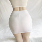 2026 New High Waist Thin Pencil Silk Mini Skirts Night Club Wear Wrap Hips Sexy Casual Black White Short Skirt for Women Summer - Matrix-studios.com