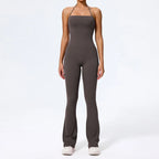 New Summer Women Sleeveless Yoga Jumpsuit Female Gym Flared Overalls Neck-hanging Backless Sportswear Sport Outfit For Woman - Matrix-studios.com