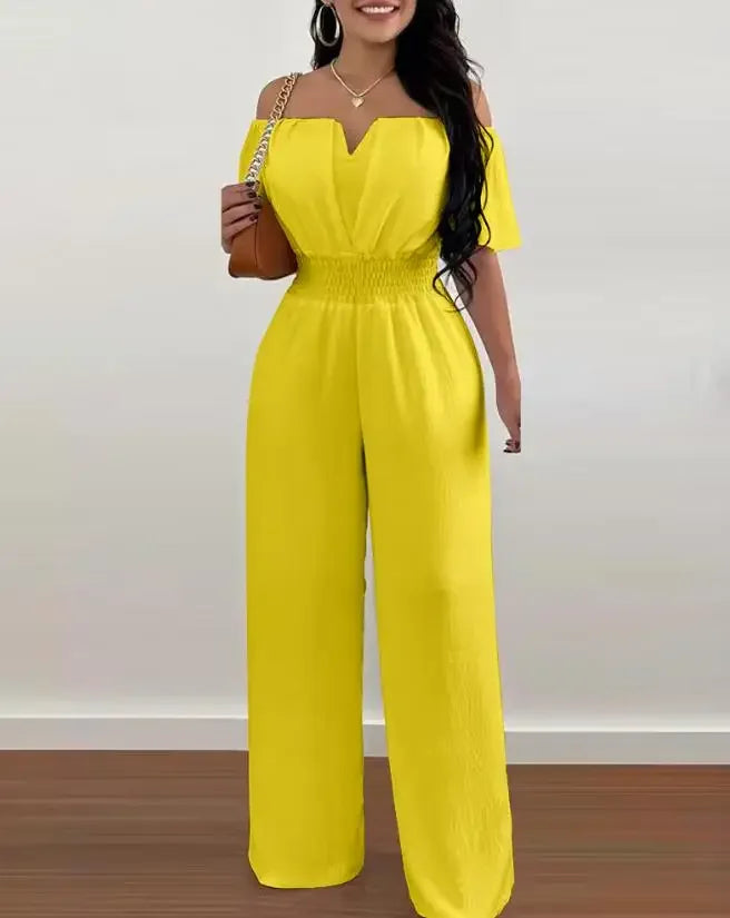 Summer Elegant Off Shoulder Women's Jumpsuit 2024 Fashion Trend Casual Short Sleeve Wide Leg Pants Jumpsuits for Women Overalls - Matrix Studios