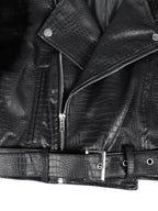 DEAT Fashion Faux Fur Patchwork PU Leather Motorcycle Jacket  Women's Lapel Zipper Sahses Short Jacket Autumn Winter New 7A2267 - Matrix Studios