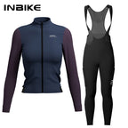 INBIKE Warm Thermal Cycling Jersey Set for Women Comfortable Fleece Road Bike Bib Pants Windproof Road MTB Clothing with Pockets - Matrix-studios.com