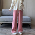 Women Wide Leg Corduroy Pants Autumn Winter Women Basic Elastic Waist Stright Long Pants Casual Female Long Pants Trousers